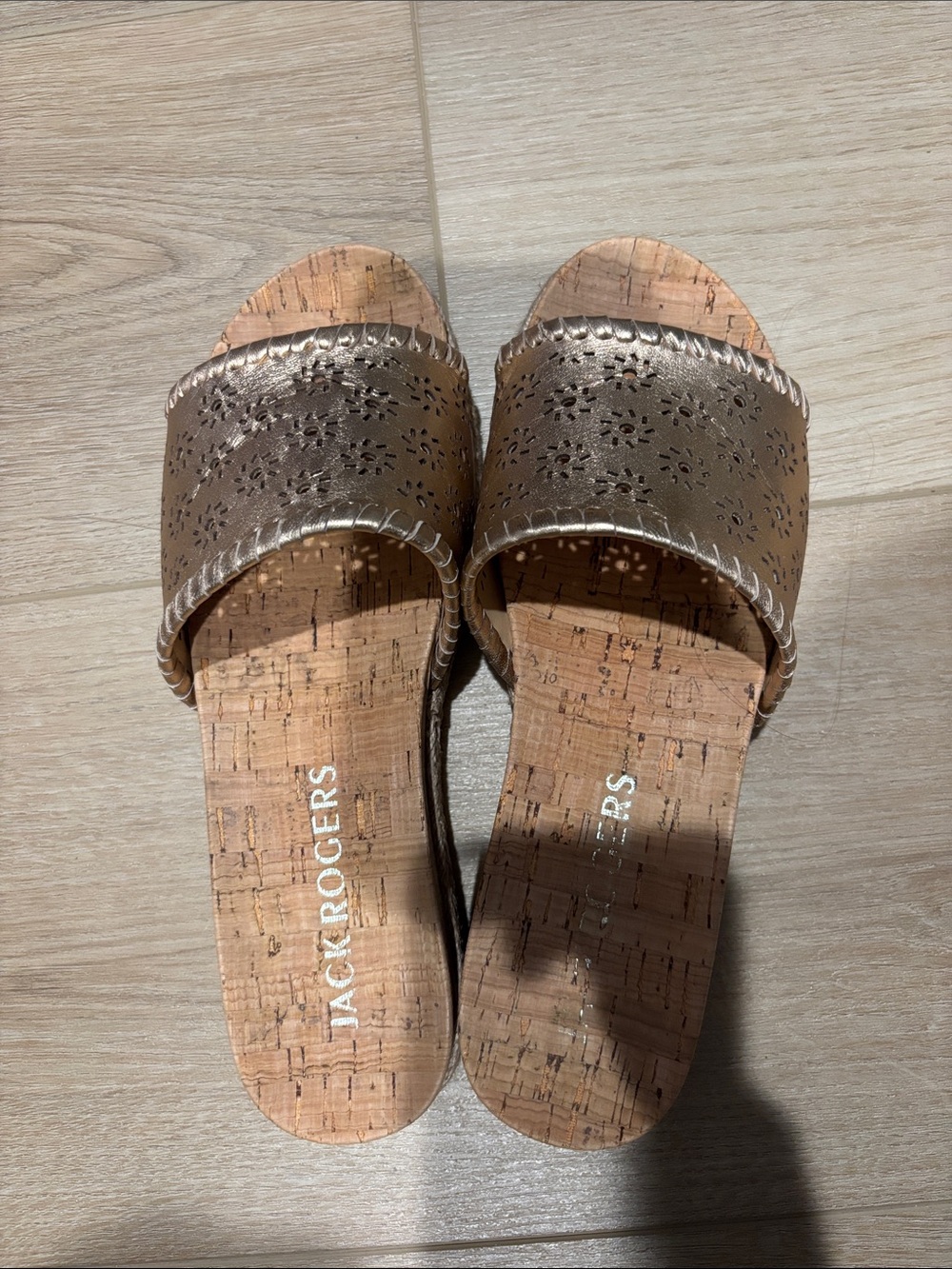 Jack Rogers Rose Gold Eyelet Sandals